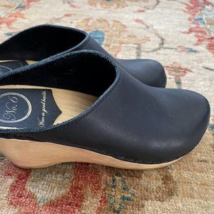 No.6 New School Clog on Wedge in Black